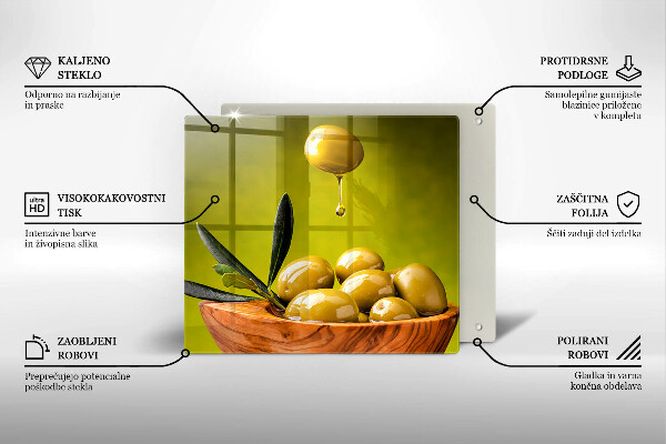 Tábua de corte de vidro Azeitonas saborosas
