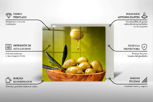 Tábua de corte de vidro Azeitonas saborosas