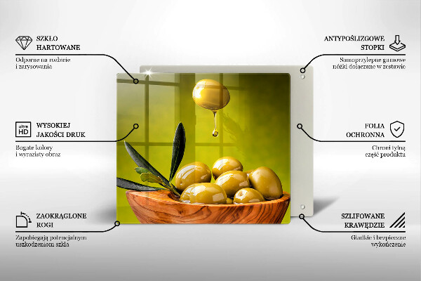 Tábua de corte de vidro Azeitonas saborosas