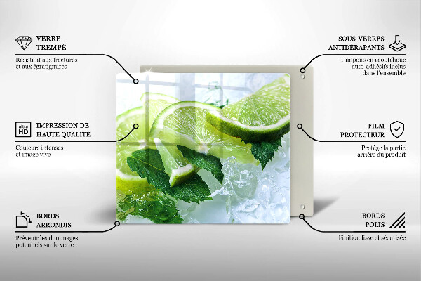 Tábua de cortar alimentos Limão, hortelã e gelo