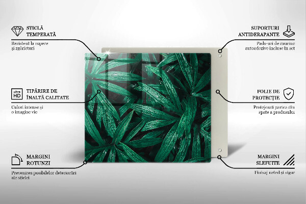 Tábua de corte de vidro Folhas de plantas