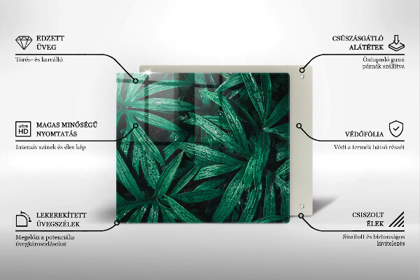 Tábua de corte de vidro Folhas de plantas