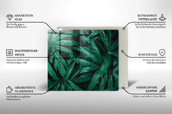 Tábua de corte de vidro Folhas de plantas