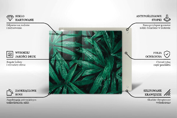 Tábua de corte de vidro Folhas de plantas