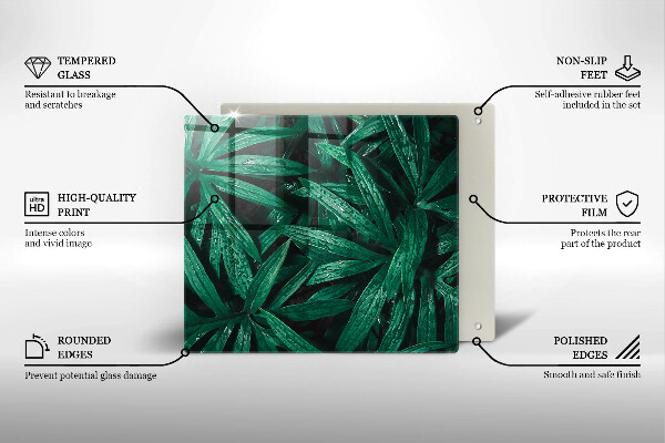 Tábua de corte de vidro Folhas de plantas