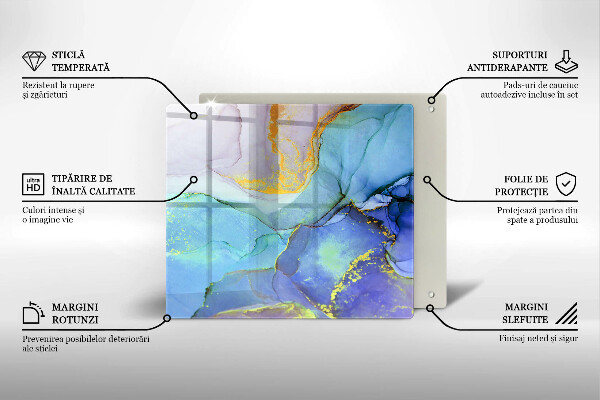 Tábua de corte de vidro Ouro em pedra rachada