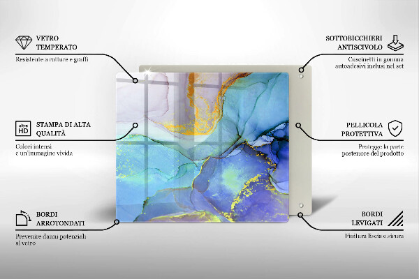 Tábua de corte de vidro Ouro em pedra rachada