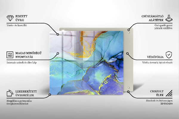 Tábua de corte de vidro Ouro em pedra rachada