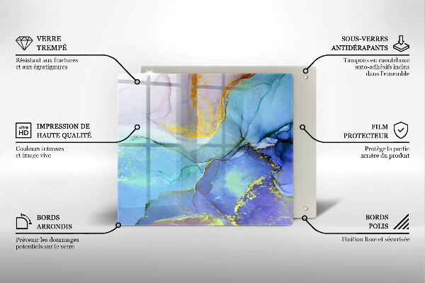 Tábua de corte de vidro Ouro em pedra rachada