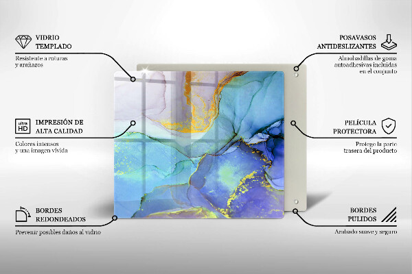 Tábua de corte de vidro Ouro em pedra rachada