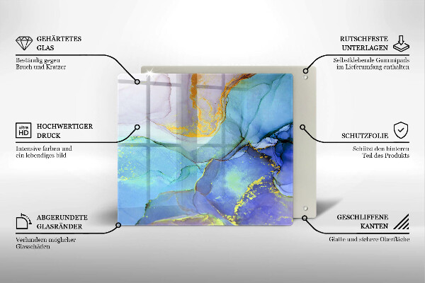 Tábua de corte de vidro Ouro em pedra rachada