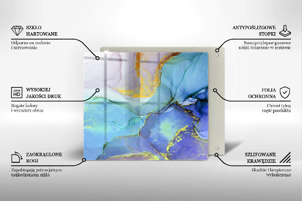 Tábua de corte de vidro Ouro em pedra rachada
