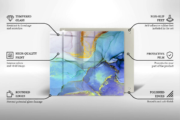 Tábua de corte de vidro Ouro em pedra rachada