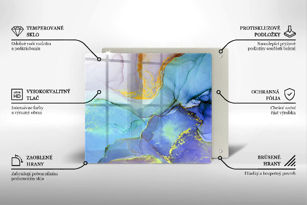 Tábua de corte de vidro Ouro em pedra rachada