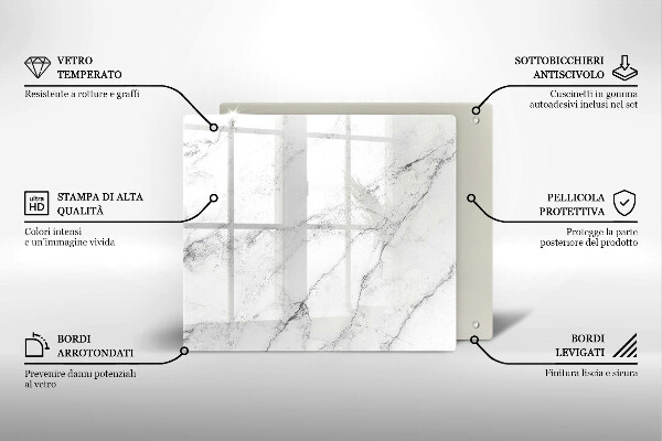 Tábua de corte de vidro Textura de mármore elegante