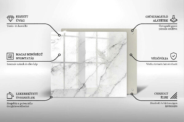 Tábua de corte de vidro Textura de mármore elegante