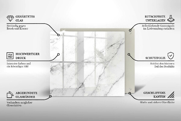 Tábua de corte de vidro Textura de mármore elegante