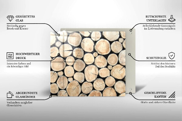 Tábua de vidro Troncos de árvores de madeira