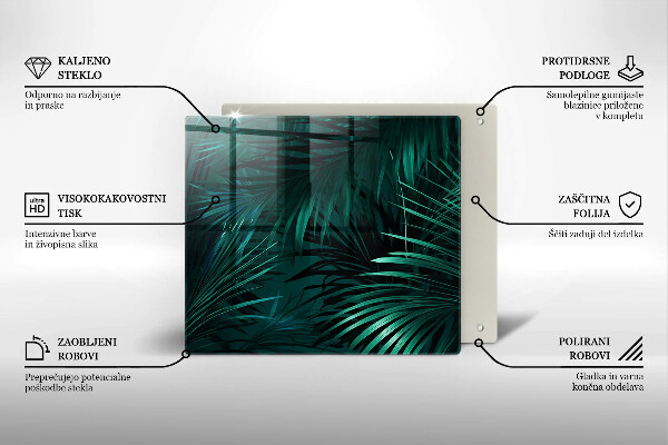 Tábua de cortar de vidro Folhas selvagens da selva