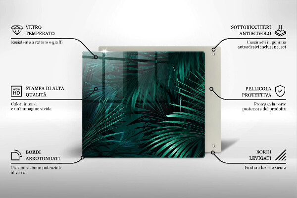 Tábua de cortar de vidro Folhas selvagens da selva