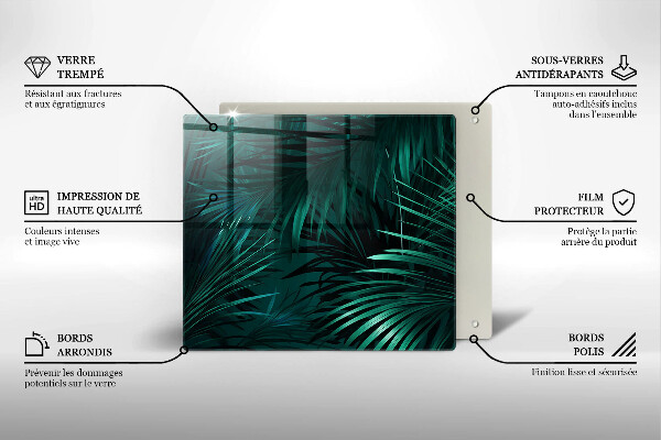 Tábua de cortar de vidro Folhas selvagens da selva