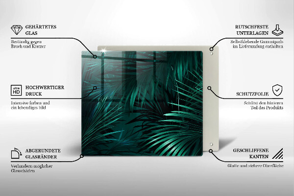 Tábua de cortar de vidro Folhas selvagens da selva