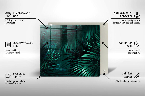 Tábua de cortar de vidro Folhas selvagens da selva