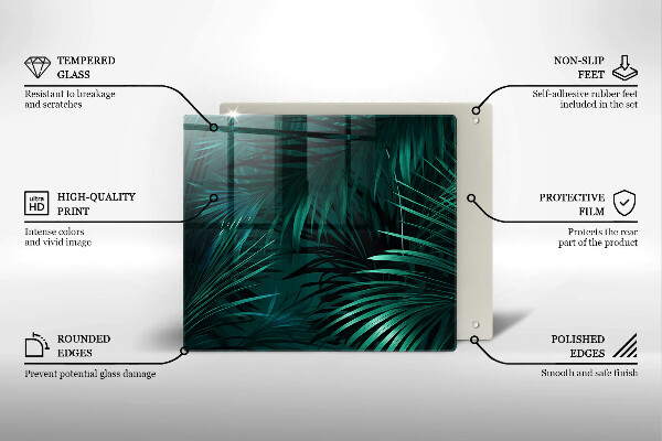 Tábua de cortar de vidro Folhas selvagens da selva