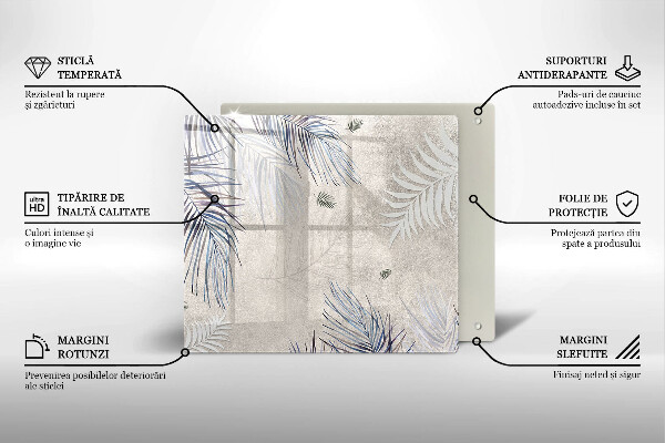 Tábua de corte de vidro Folhas sutis
