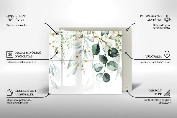 Tábua de vidro Plantas em aquarela