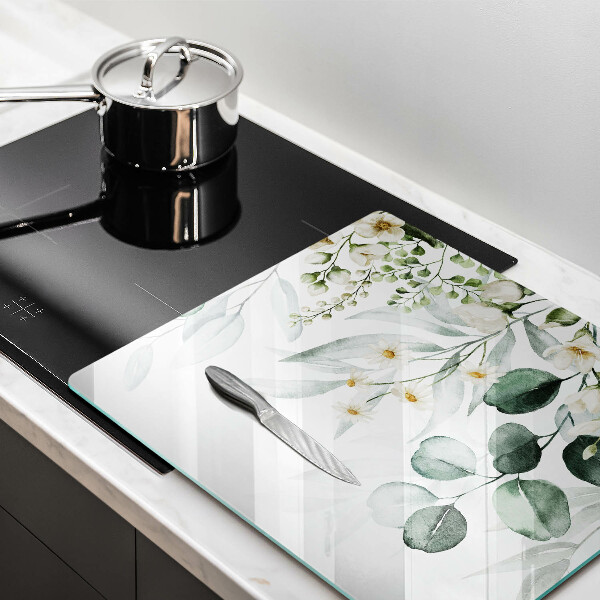 Tábua de vidro Plantas em aquarela