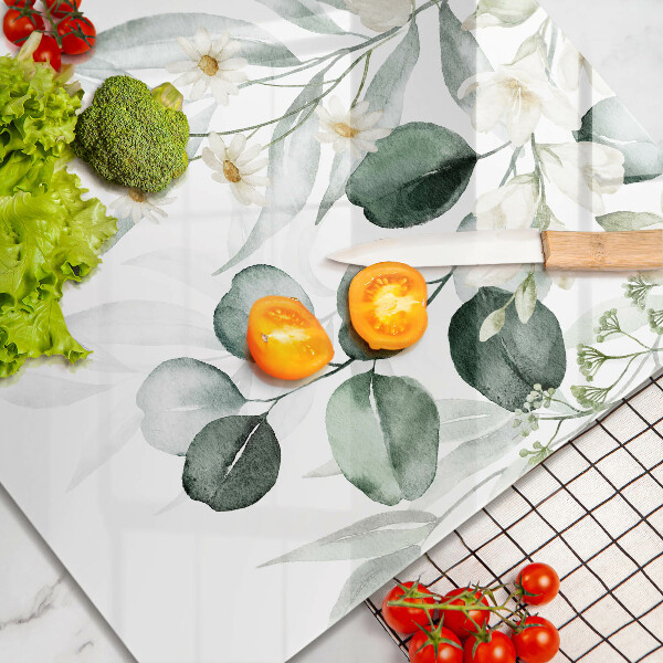 Tábua de vidro Plantas em aquarela