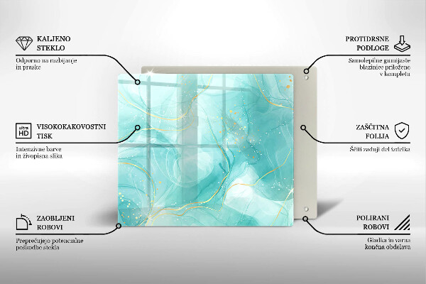 Tábua para cozinha Abstração azul e dourada
