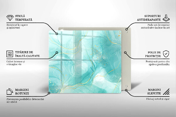 Tábua para cozinha Abstração azul e dourada
