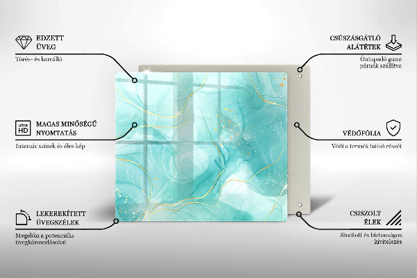 Tábua para cozinha Abstração azul e dourada