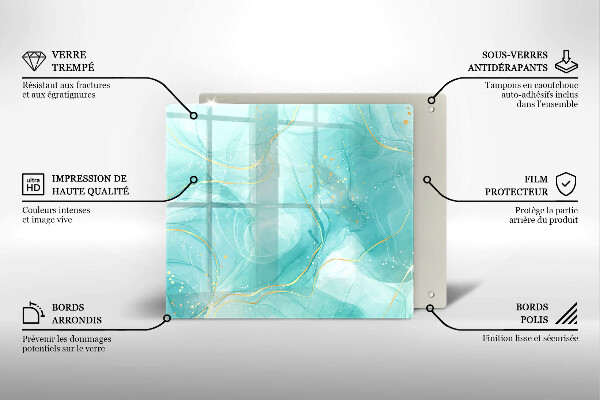 Tábua para cozinha Abstração azul e dourada