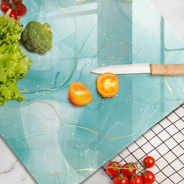 Tábua para cozinha Abstração azul e dourada