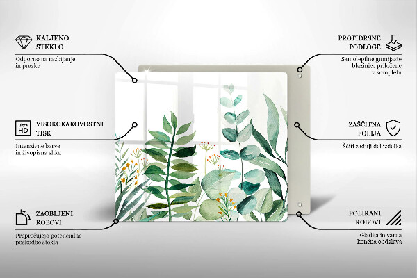 Tábua de vidro Ilustração de folhas de plantas