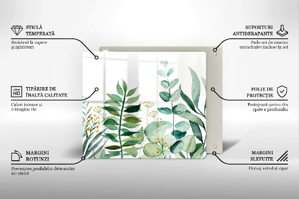 Tábua de vidro Ilustração de folhas de plantas