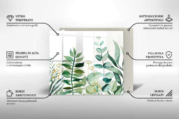 Tábua de vidro Ilustração de folhas de plantas