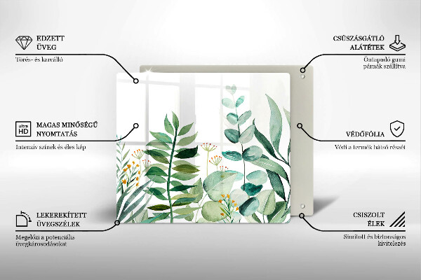 Tábua de vidro Ilustração de folhas de plantas