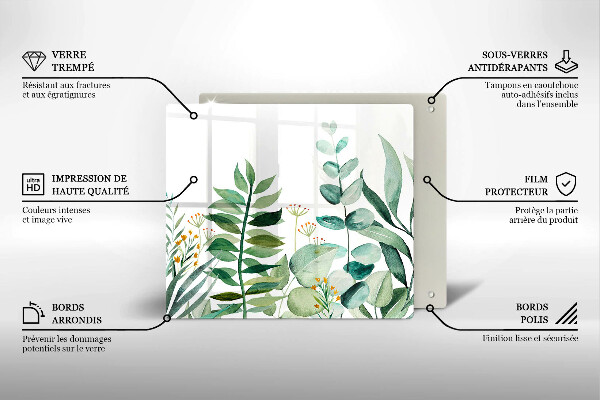 Tábua de vidro Ilustração de folhas de plantas