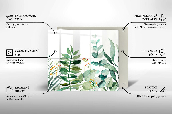 Tábua de vidro Ilustração de folhas de plantas