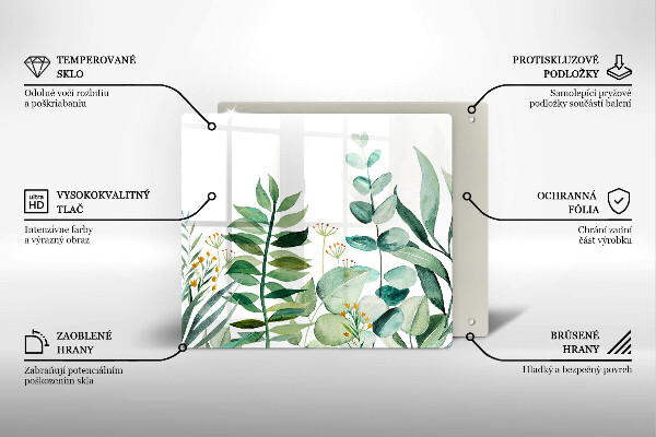 Tábua de vidro Ilustração de folhas de plantas