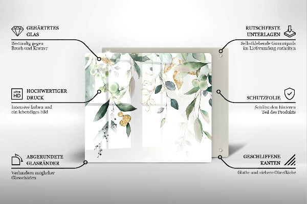 Tábua para cozinha Folhas de aquarela