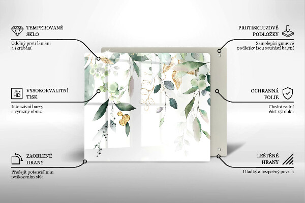 Tábua para cozinha Folhas de aquarela