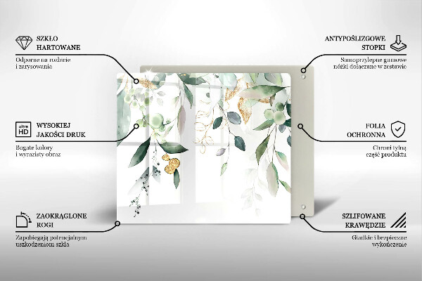 Tábua para cozinha Folhas de aquarela