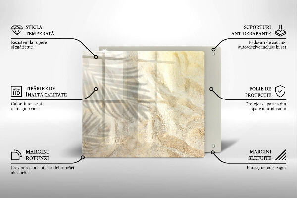 Tábua cozinha Folhas de palmeira e areia
