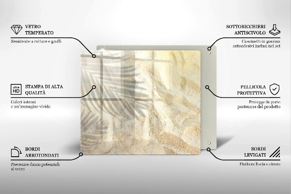 Tábua cozinha Folhas de palmeira e areia