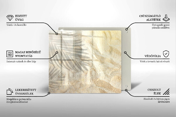 Tábua cozinha Folhas de palmeira e areia